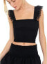 Фото #2 товара Peixoto 299766 Women's Cropped Tube Top W/ Floral Straps, Black Size MD