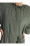 Фото #3 товара LCW Bağlamalı Yaka Düz Uzun Kollu Keten Karışımlı Kadın Elbise