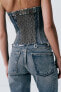 Denim trf corsetry-inspired top