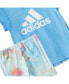 ფოტო #3 პროდუქტის Baby Girls Two-Piece Short Sleeve Back Pleat Top Bike Short Set