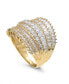 ფოტო #3 პროდუქტის Cubic Zirconia Multi Row Princess, Baguette & Pave Band (4-1/5 ct. t.w.) in Sterling Silver or 18k Gold over Silver