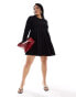 Фото #6 товара River Island plus long sleeved tiered smock mini dress in black