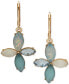 ფოტო #1 პროდუქტის Gold-Tone Tonal Stone & Mother-of-Pearl Flower Drop Earrings