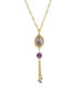 Фото #1 товара 2028 women's Gold Tone Purple Beaded Drop Spinner Necklace