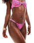 Фото #1 товара Mango striped bikini bottom in pink