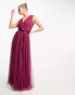 Фото #2 товара Anaya wrap front maxi tulle dress in red plum