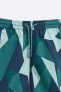 Long abstract print swimming trunks