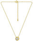 ფოტო #3 პროდუქტის Cubic Zirconia Asymmetric Halo Pendant Necklace in 18k Gold-Plated Sterling Silver, 16" + 2" extender, Created for Macy's