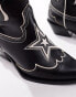 Фото #8 товара Stradivarius pattern western boot in black and ecru