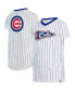 Big Girls White Chicago Cubs Pinstripe V-Neck T-shirt