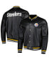 ფოტო #1 პროდუქტის Men's Black Pittsburgh Steelers Metallic Bomber Full-Snap Jacket