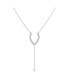 Drizzle Pear Teardrop Bolo Adjustable Silver Diamond Lariat Necklace