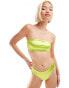 Фото #3 товара Monki mix and match bandeau bikini top in metallic lime green