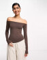 Фото #1 товара ASOS DESIGN seamless off shoulder long sleeve bodysuit in Chocolate