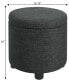 Фото #9 товара 15.75" Faux Linen Round Storage Ottoman with Tray Lid