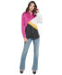 ფოტო #6 პროდუქტის Women's Colorblocked Satin Button-Front Top