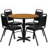 Фото #1 товара 36'' Round Natural Laminate Table Set With 4 Black Trapezoidal Back Banquet Chairs