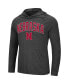 Фото #3 товара Men's Heathered Black Nebraska Huskers Big and Tall Wingman Raglan Hoodie T-shirt