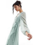 Vila Bridesmaid dobby wrap maxi dress with frill detail in sage green Grün meliert, 38 - фото #5