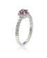 ფოტო #2 პროდუქტის Pink Sapphire & Lab-Grown White Sapphire Petite Halo Bridal Ring in Sterling Silver by Suzy Levian