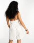 Фото #8 товара Only belted halter neck linen playsuit in white