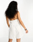 ONLY belted halter neck linen playsuit in white