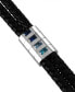 Men's Cubic Zirconia Double Strand Leather Bracelet in Stainless Steel