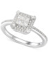 Cubic Zirconia Square Cluster Halo Ring in Sterling Silver