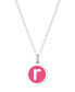 Фото #21 товара Auburn Jewelry mini Initial Pendant Necklace in Sterling Silver and Hot Pink Enamel, 16" + 2" Extender