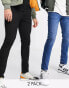 Фото #1 товара River Island 2 pack skinny jeans in black and blue