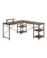 Фото #1 товара Wood L-Shape with Storage Shelves Industrial Desk
