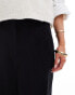 ASOS DESIGN Petite high waist seam detail tailored trousers with linen in black Черный, 36 - фото #10