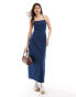 Фото #1 товара Vero Moda midi dress with cross back in dark blue denim