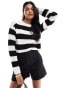 JJXX cropped boxy stripe ribbed jumper in black & beige Schwarz & Vanilleeis, M - EU 38 - фото #1