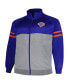 ფოტო #2 პროდუქტის Men's Blue, Heather Gray New York Knicks Big and Tall Pieced Stripe Raglan Full-Zip Track Jacket