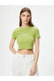 Топ Koton Fitilli Crop Tee Embroidered