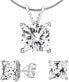 Фото #1 товара Silver jewelry set with clear crystal glass JJJSQ55 (earrings, pendant)