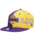 Фото #2 товара Men's Purple, Gold Los Angeles Lakers Team Split 9FIFTY Snapback Hat