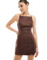 Фото #1 товара SNDYS linen square neck button down cami mini dress in chocolate