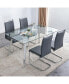 Modern Glass Dining Table, Silver Legs, 63"X35.4"X30"