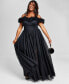 Фото #1 товара Trendy Plus Size Tulle-Trim Off-The-Shoulder Gown, Created for Macy's