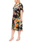 ფოტო #3 პროდუქტის Plus Size Printed V-Neck Belted Short-Sleeve Midi Dress