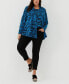 ფოტო #4 პროდუქტის Plus Size Eco Floral Print Roll Collar Draped Long Sleeve Cardigan Sweater