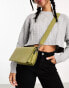 ASOS DESIGN leather multi compartment crossbody bag in light green