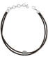 Фото #1 товара Lucky Brand silver-Tone Black Leather Crystal Choker Necklace