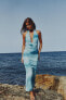 Фото #1 товара Платье из полупрозрачной ткани с принтом с горловиной халтер ZARA