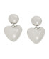 Silver Puffy Heart Drop Earrings