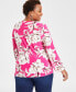 Фото #2 товара Plus Size Printed Studded Blouson-Sleeve Top, Created for Macy's