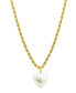 ფოტო #1 პროდუქტის Tarnish Resistant 14K Gold-Plated Rope Chain Heart Necklace