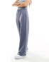 Monki pull on relaxed leg lounge trousers in blue acid wash Grellblau verwaschen, 2XS - EU 32 - фото #1